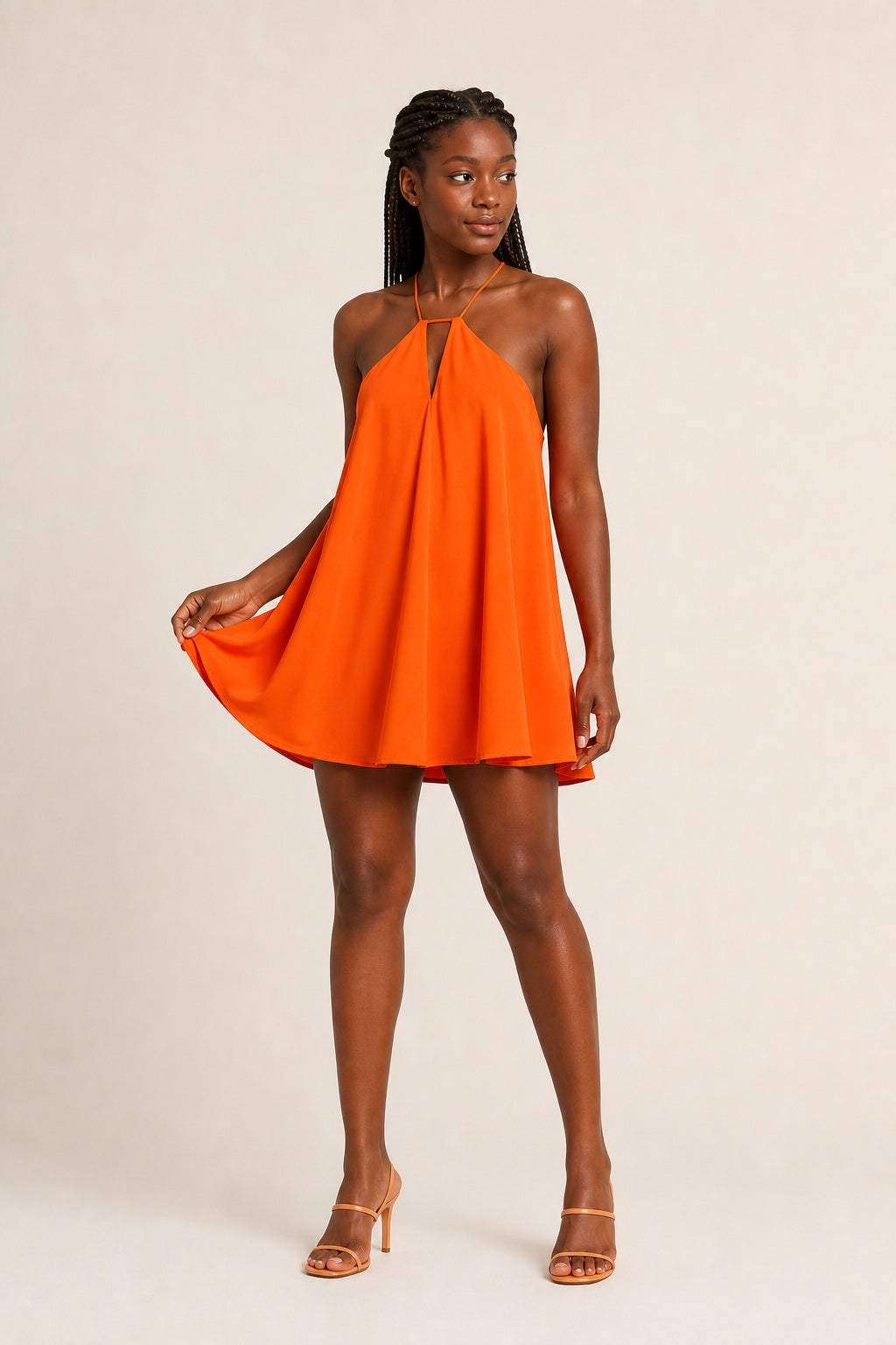 Ava cutout swing mini dress in Orange