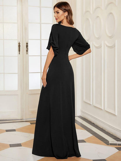 Round Neck Bodycon Wedding Guest Dress with Sleeves