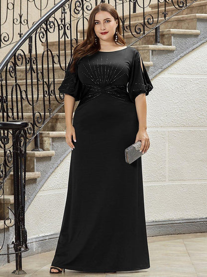 Round Neck Bodycon Wedding Guest Dress with Sleeves