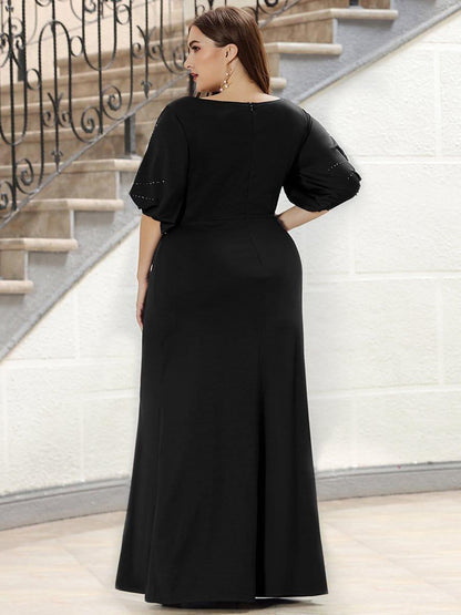 Round Neck Bodycon Wedding Guest Dress with Sleeves