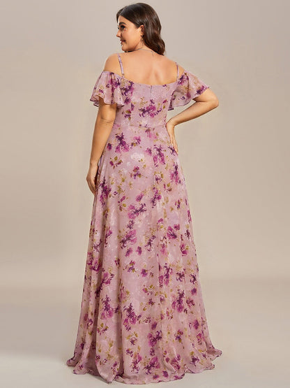Plus Size Cold Shoulder Formal Bridesmaid Dress with Side Slit