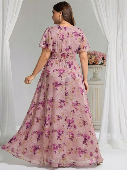 Plus Size Chiffon Simple Pleated A-Line Bridesmaid Dress