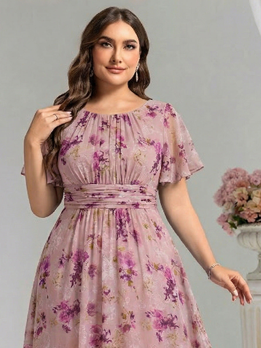 Plus Size Chiffon Simple Pleated A-Line Bridesmaid Dress