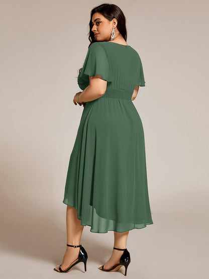 Chiffon Flowy Round Neckline A-Line Knee Length Wedding Guest Dress