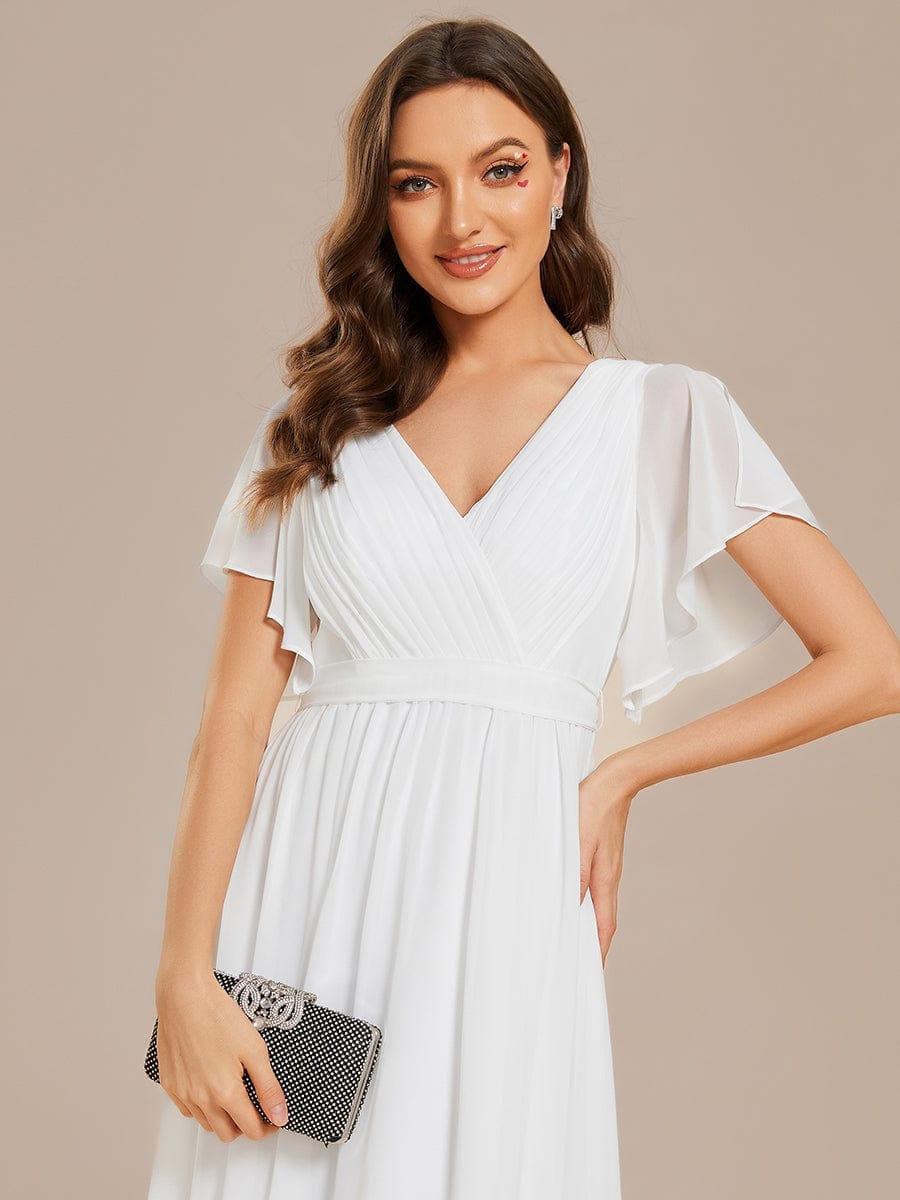 Chiffon A-Line Pleated Tie-Waist Wedding Guest Dress