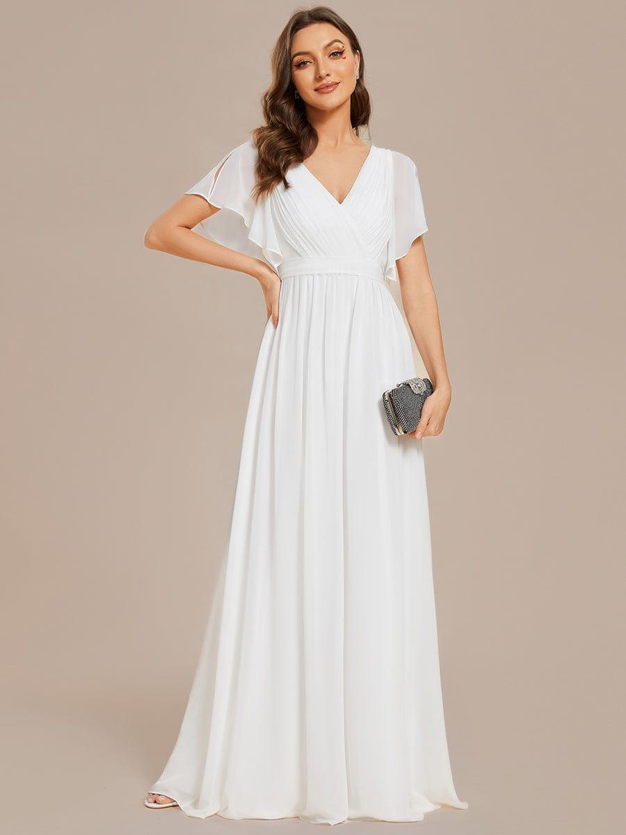 Chiffon A-Line Pleated Tie-Waist Wedding Guest Dress