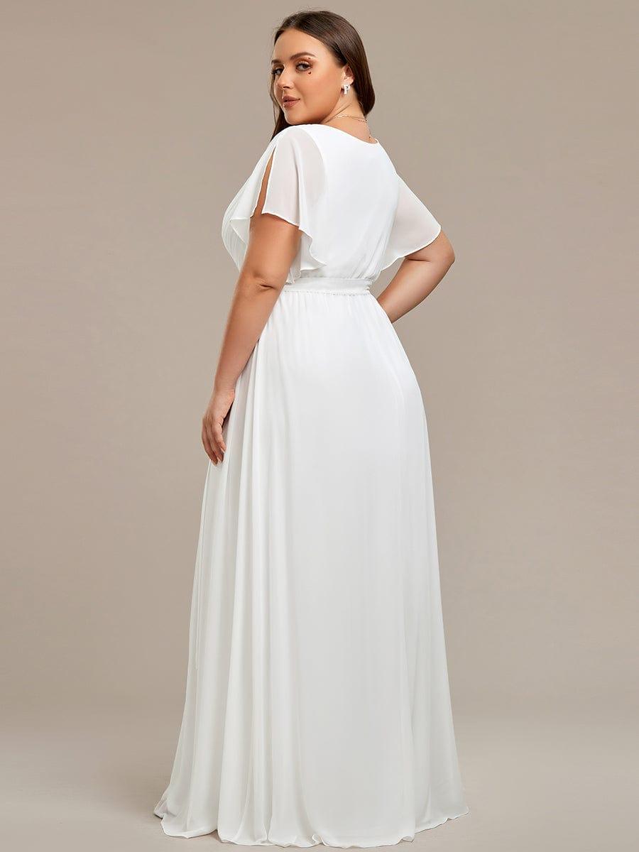 Chiffon A-Line Pleated Tie-Waist Wedding Guest Dress