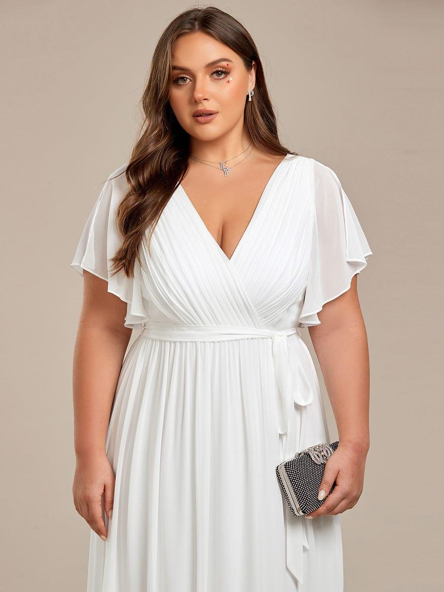 Chiffon A-Line Pleated Tie-Waist Wedding Guest Dress