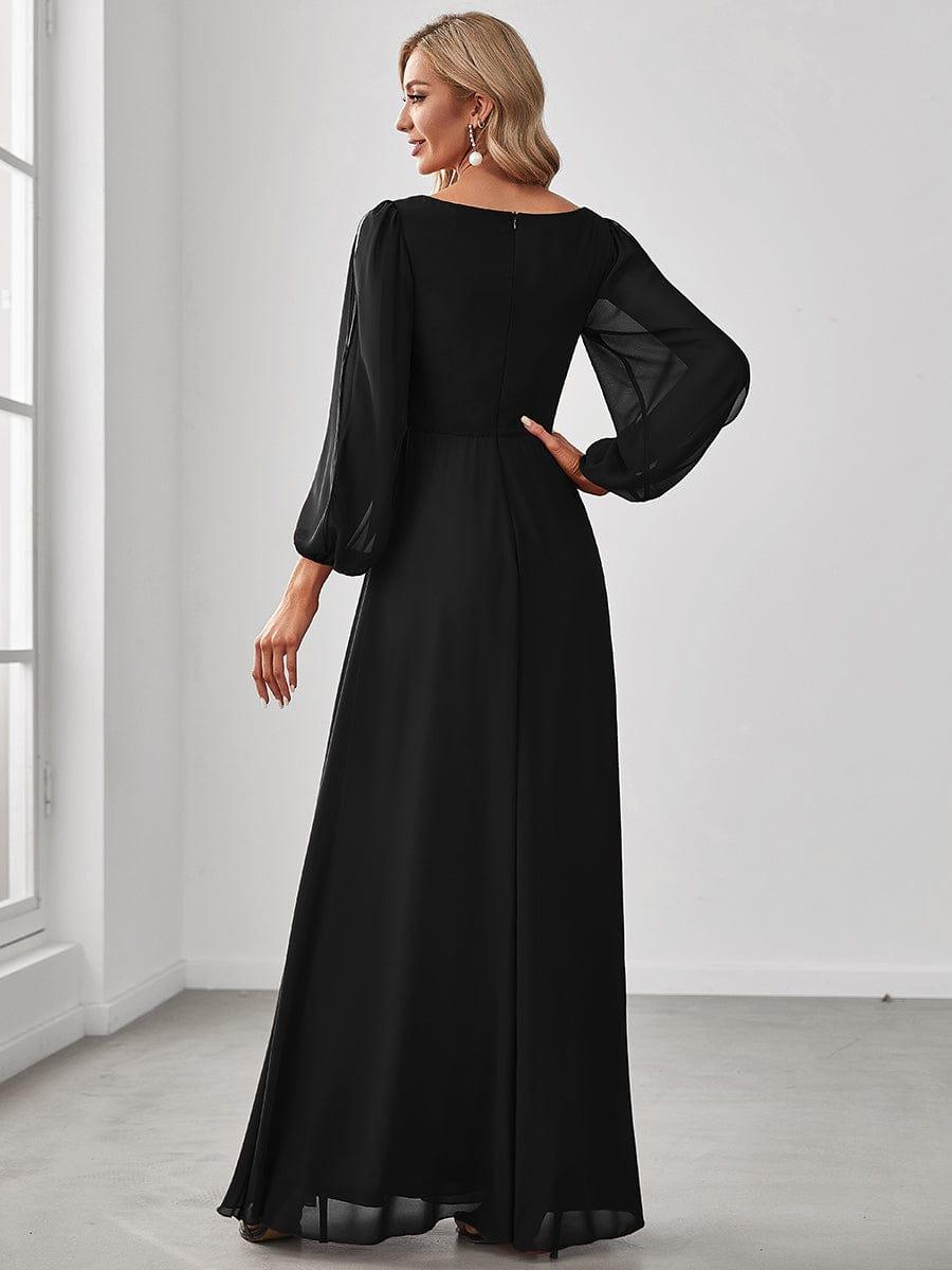 Chiffon V-Neckline Long Sleeve Wedding Guest Dress