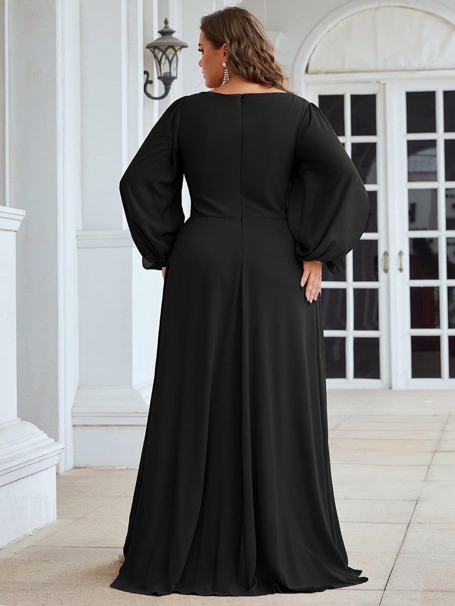 Chiffon V-Neckline Long Sleeve Wedding Guest Dress