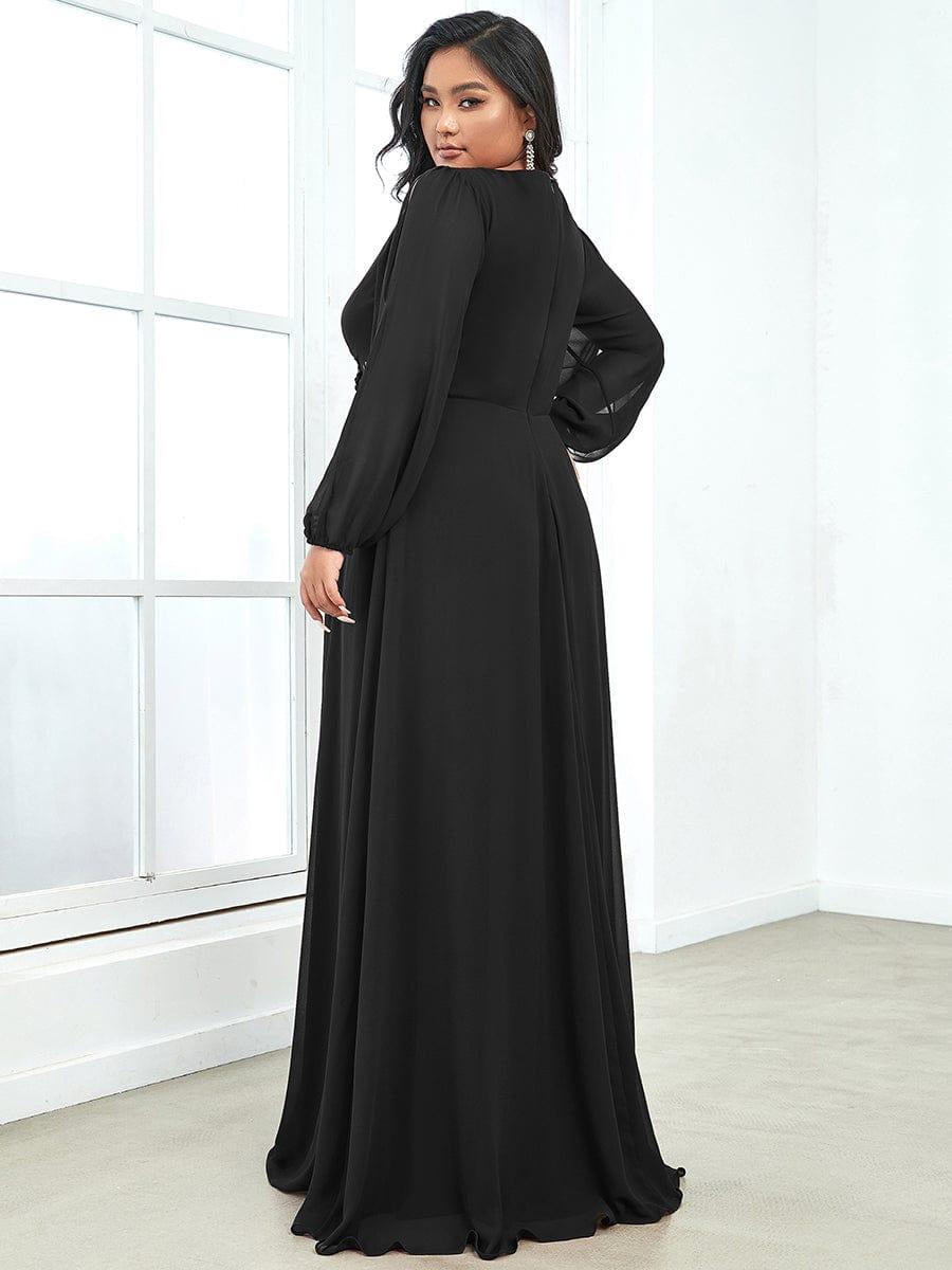 Chiffon V-Neckline Long Sleeve Wedding Guest Dress