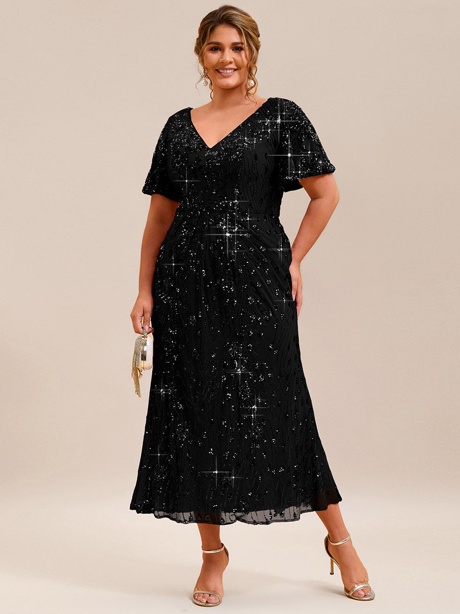 Plus Size Sequin Mermaid Formal Dress — Black