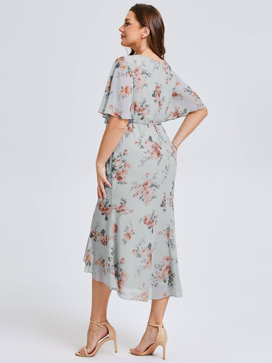 Plus Size Chiffon Printed Mermaid Wedding Guest Dress