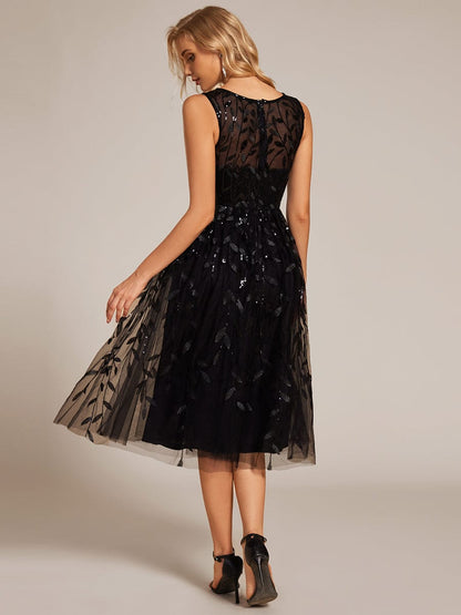 Sequin Embroidery Wedding Guest Dress