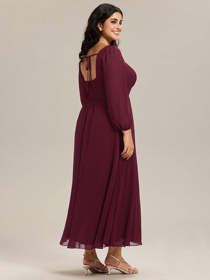 Chiffon See-through Lantern Sleeve Bridesmaid Dress