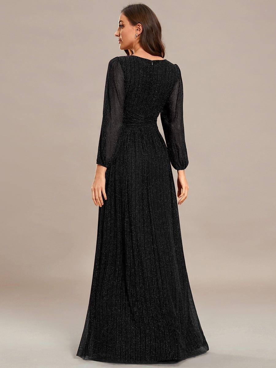 Sequin Long Lantern Sleeves Maxi Wedding Guest Dress