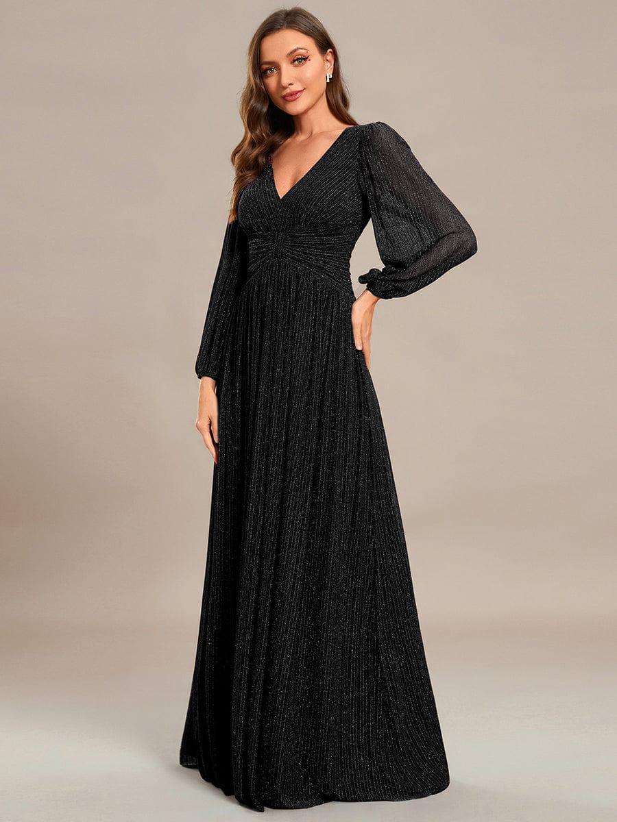 Sequin Long Lantern Sleeves Maxi Wedding Guest Dress