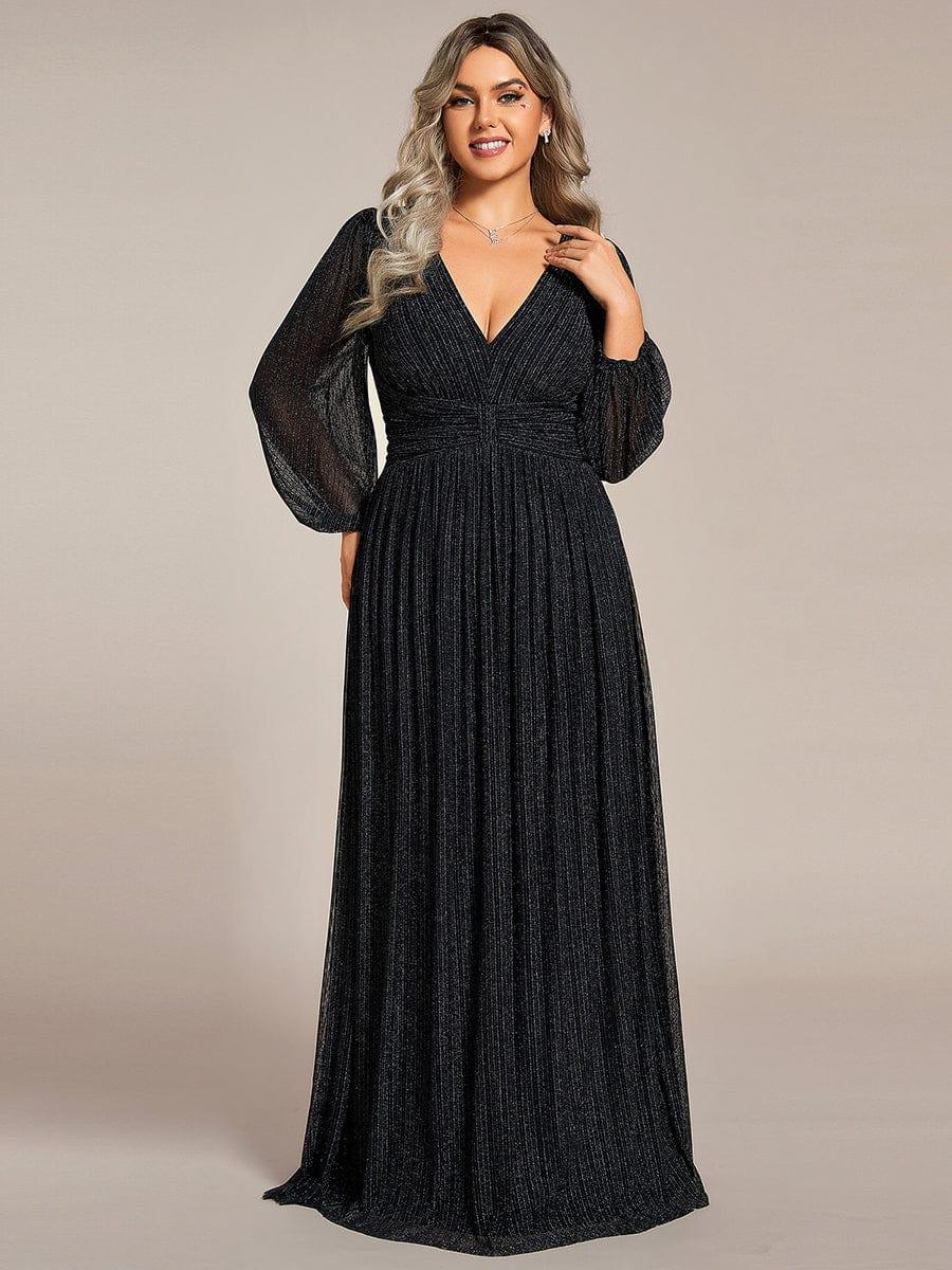 Sequin Long Lantern Sleeves Maxi Wedding Guest Dress
