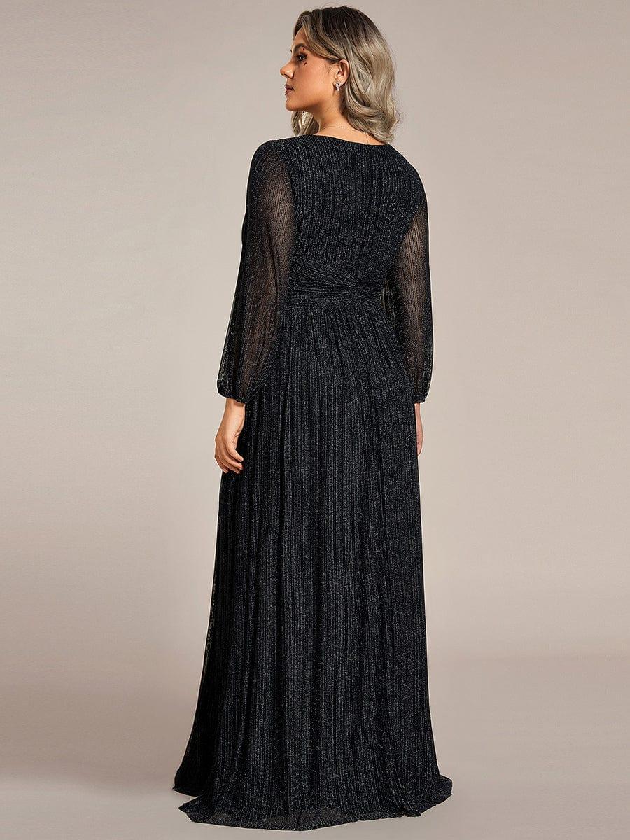 Sequin Long Lantern Sleeves Maxi Wedding Guest Dress