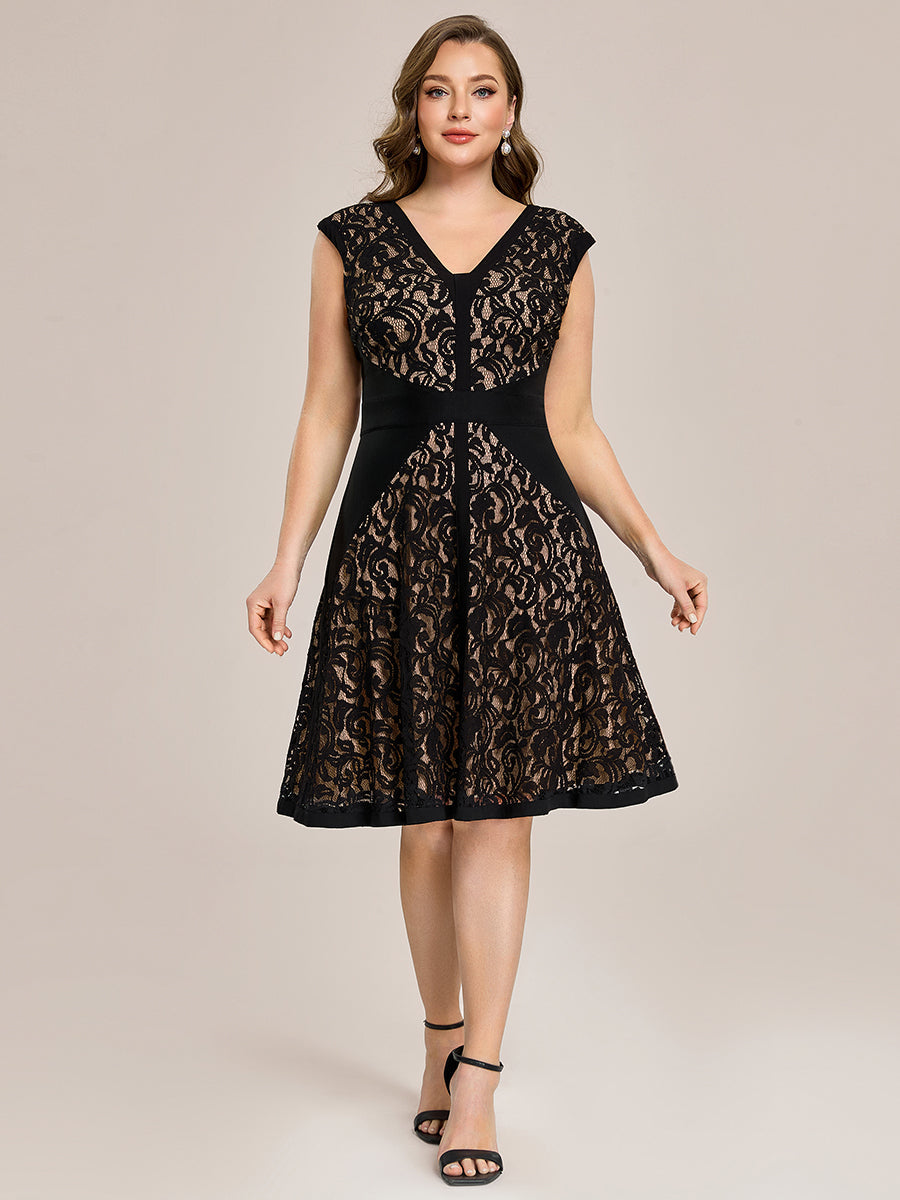 Lace See-through Sleeveless High Stretch Wedding Guest Dress