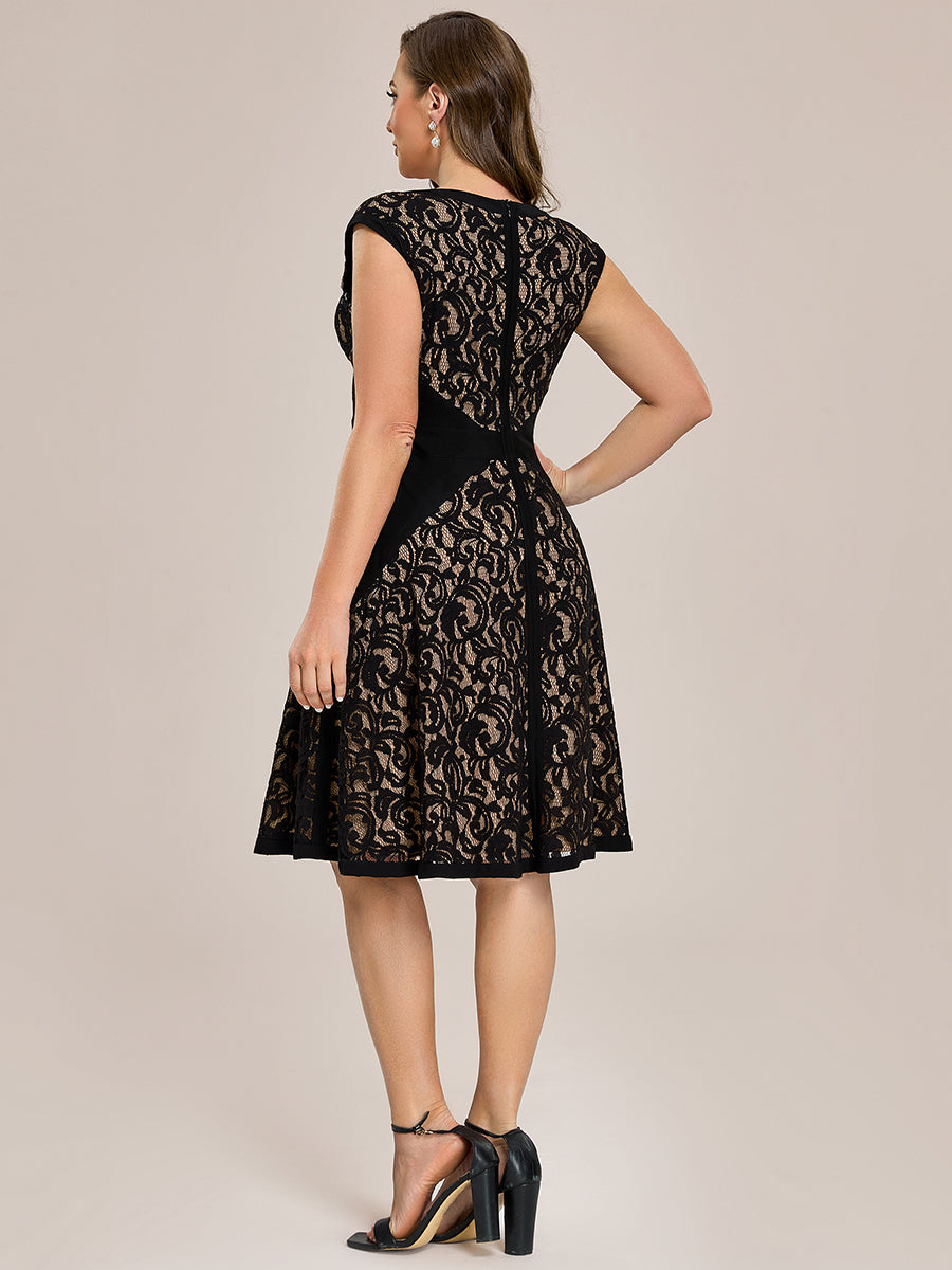 Lace See-through Sleeveless High Stretch Wedding Guest Dress