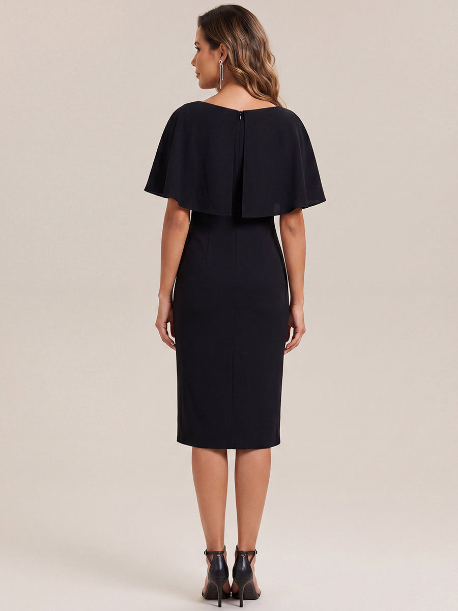 Knit Shawl Sleeve Sheath Wedding Guest Dress