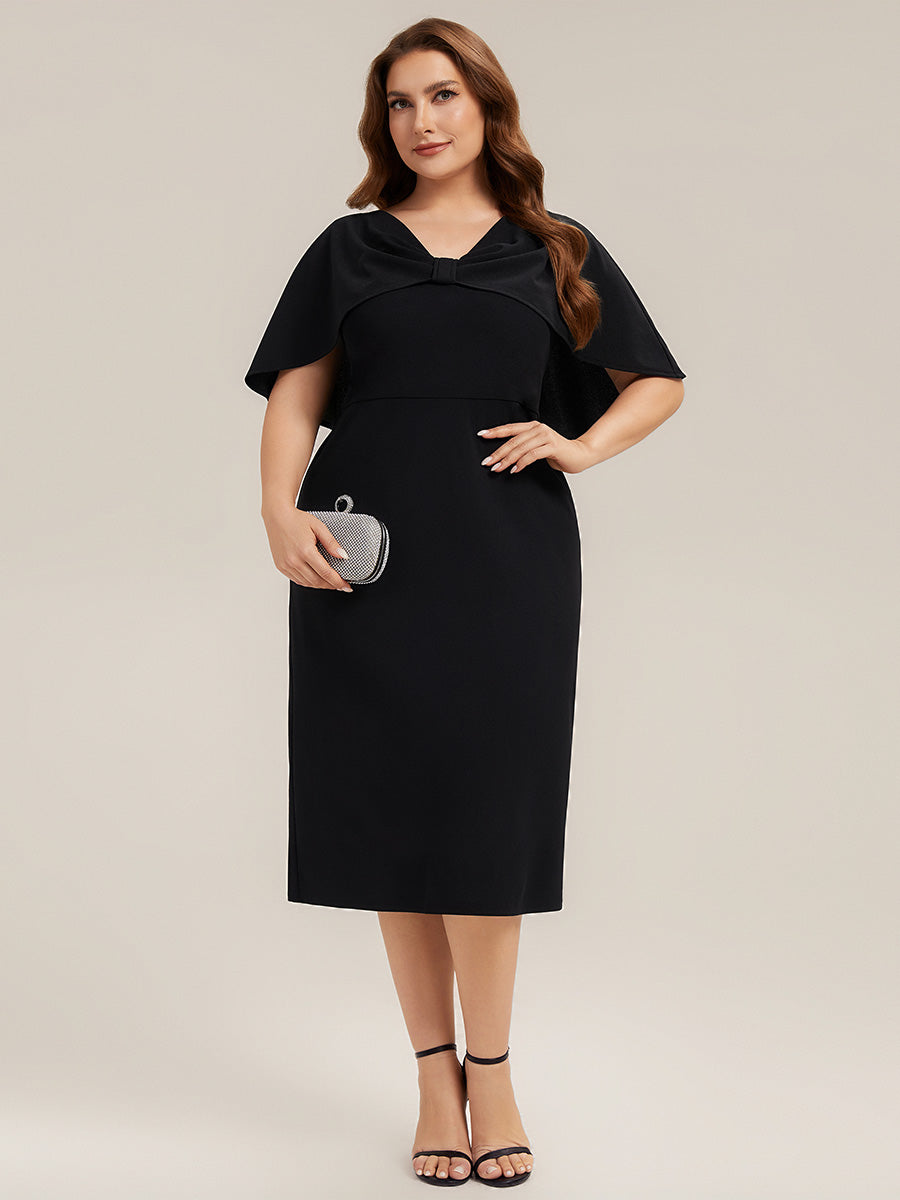 Knit Shawl Sleeve Sheath Wedding Guest Dress