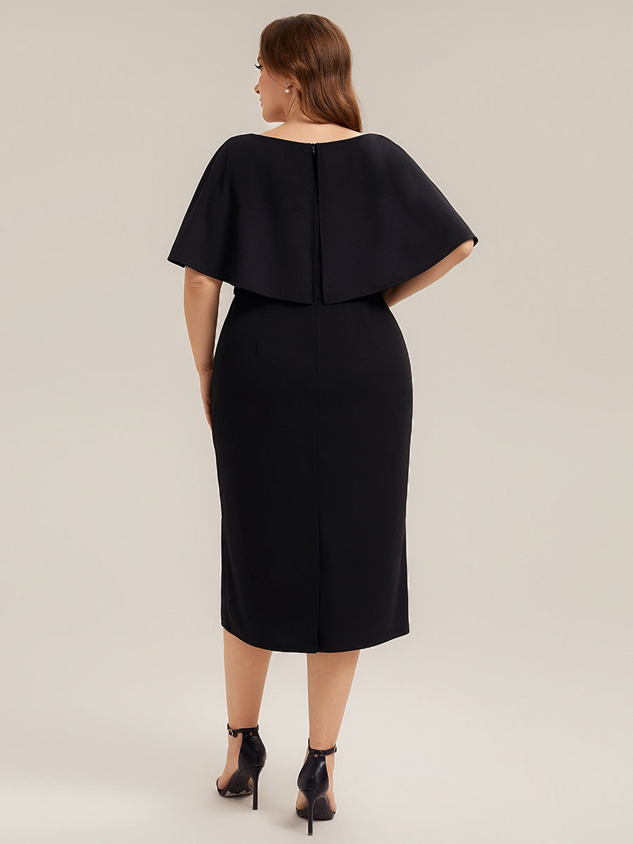 Knit Shawl Sleeve Sheath Wedding Guest Dress