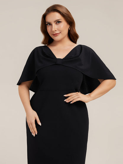 Knit Shawl Sleeve Sheath Wedding Guest Dress