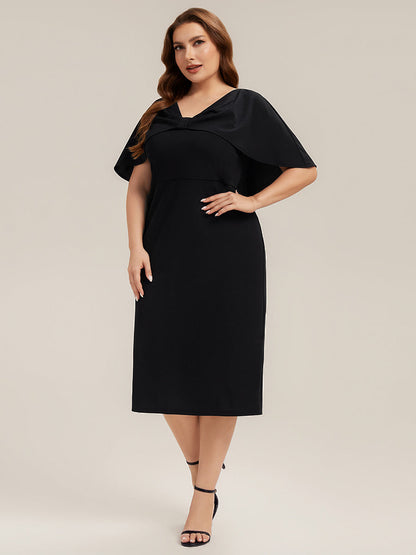 Knit Shawl Sleeve Sheath Wedding Guest Dress