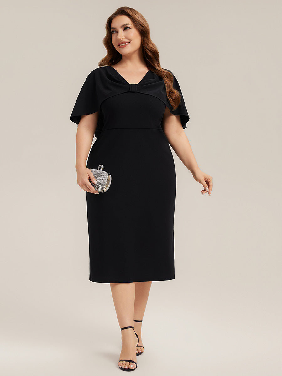 Knit Shawl Sleeve Sheath Wedding Guest Dress