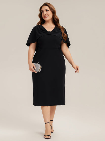 Knit Shawl Sleeve Sheath Wedding Guest Dress