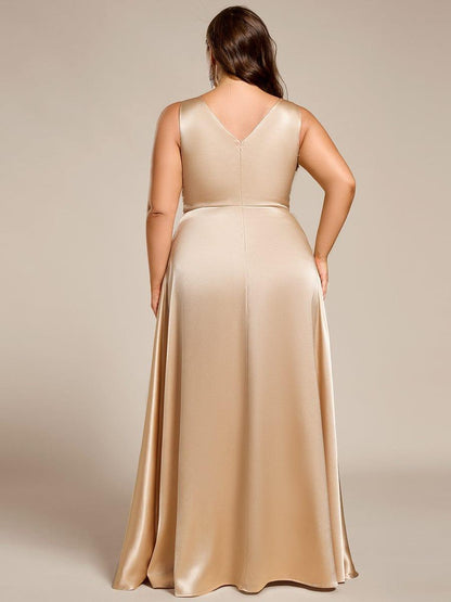 Satin Maxi Wedding Guest Dress with Pockets