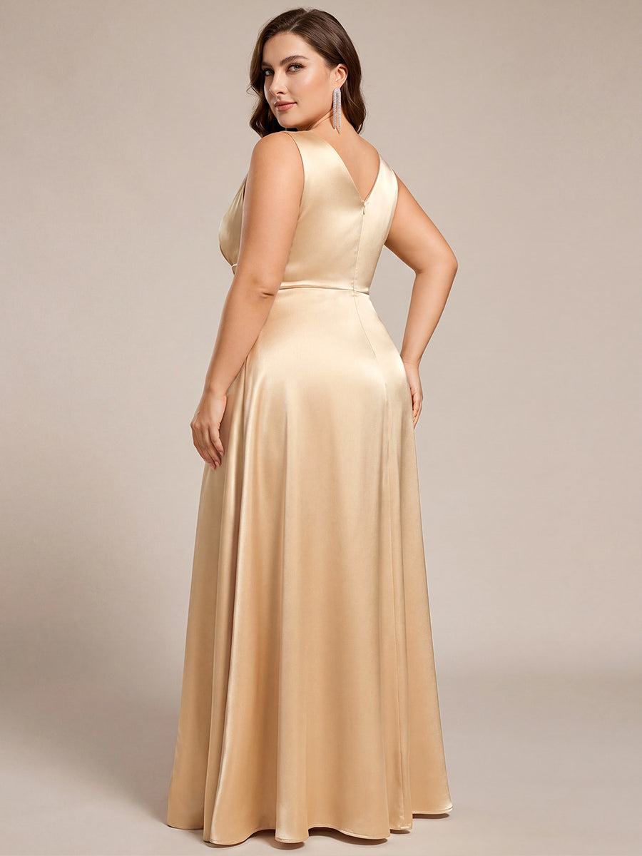 Satin Maxi Wedding Guest Dress with Pockets