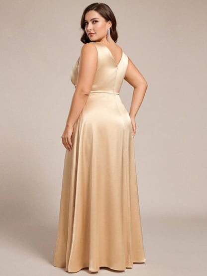 Satin Maxi Wedding Guest Dress with Pockets