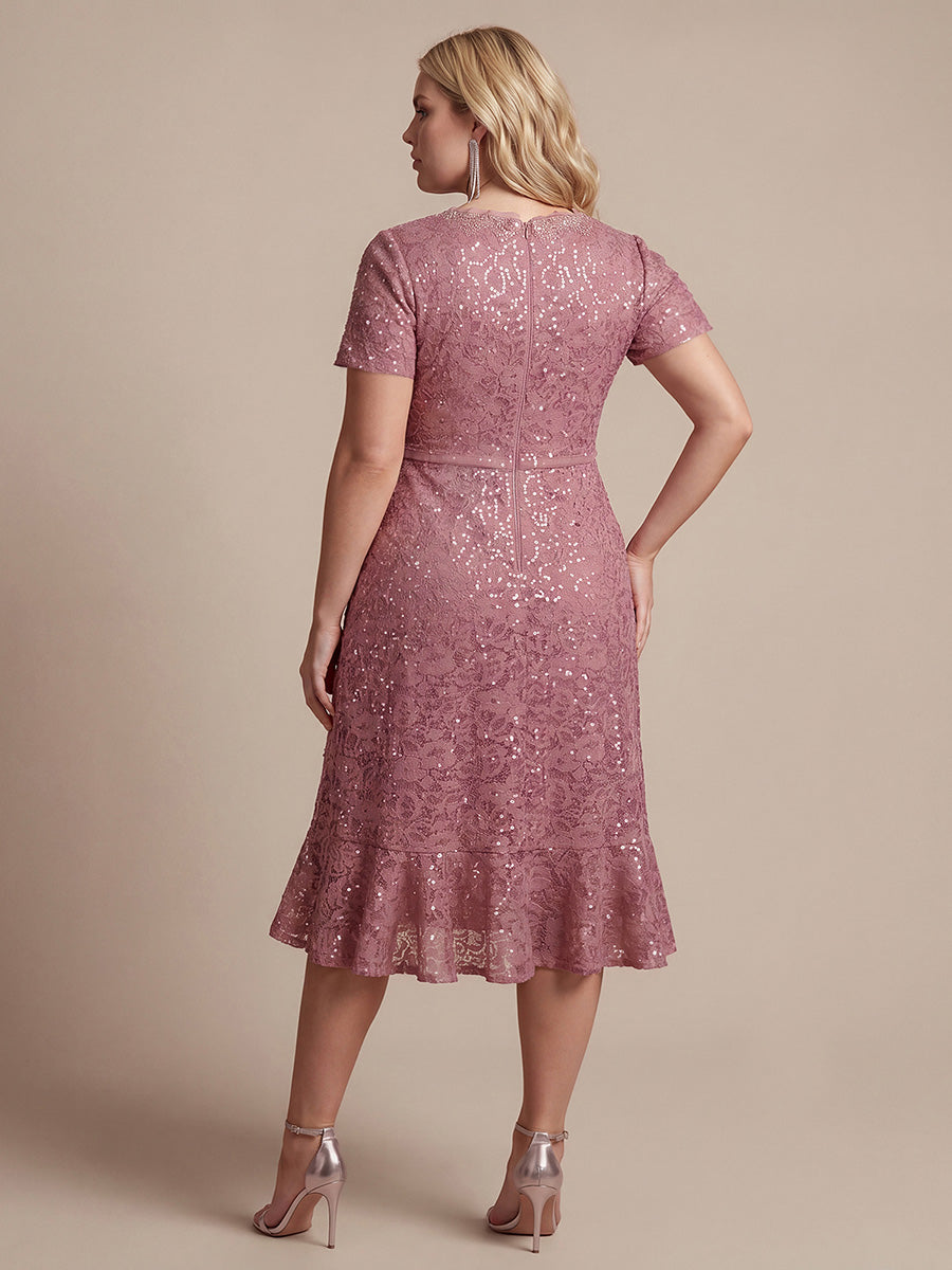 Sequin Lace High Low Wedding Guest Dress