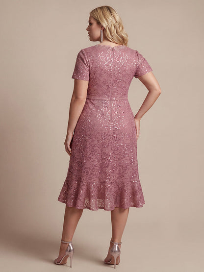 Sequin Lace High Low Wedding Guest Dress