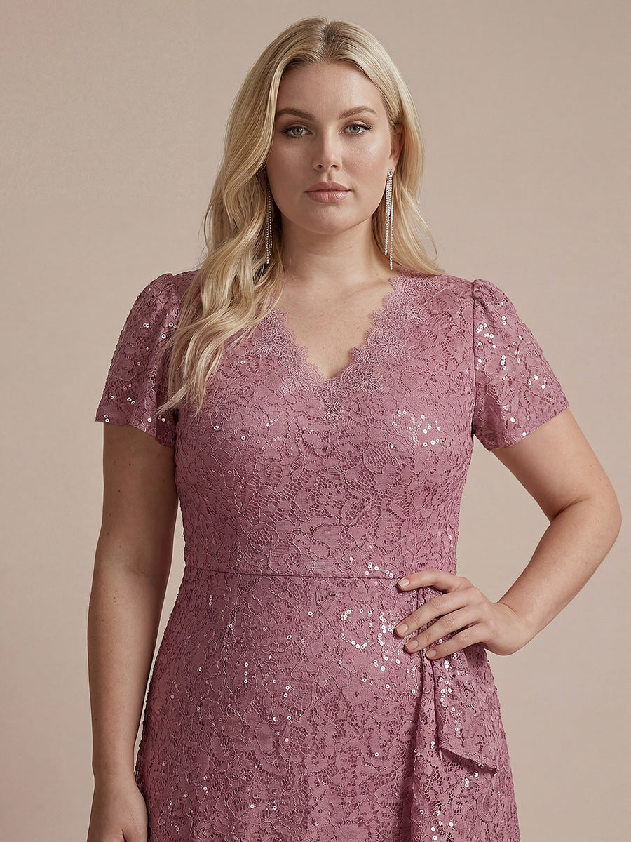 Sequin Lace High Low Wedding Guest Dress