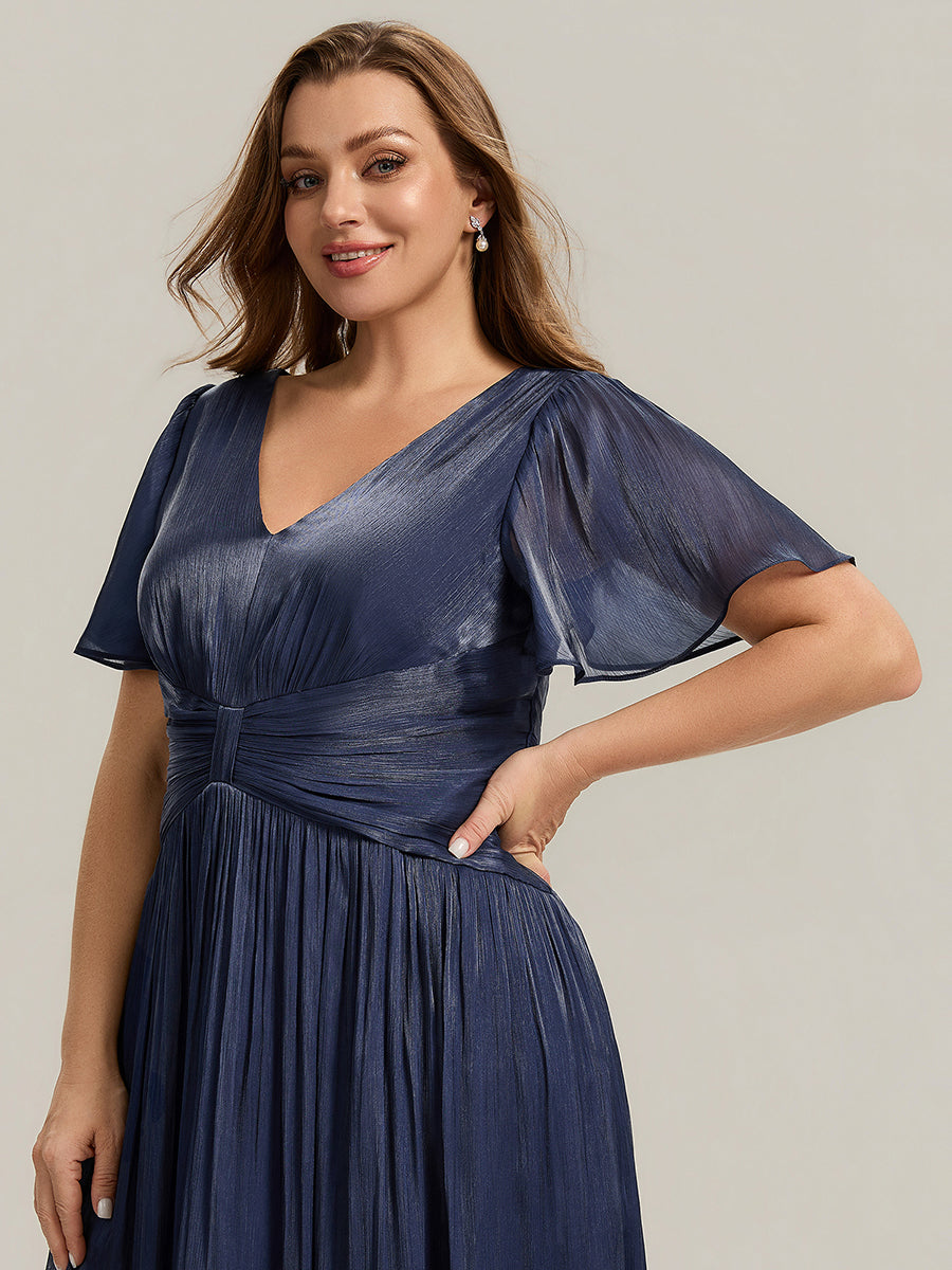 Plus Size Gathered Sea-island Wedding Guest Dress