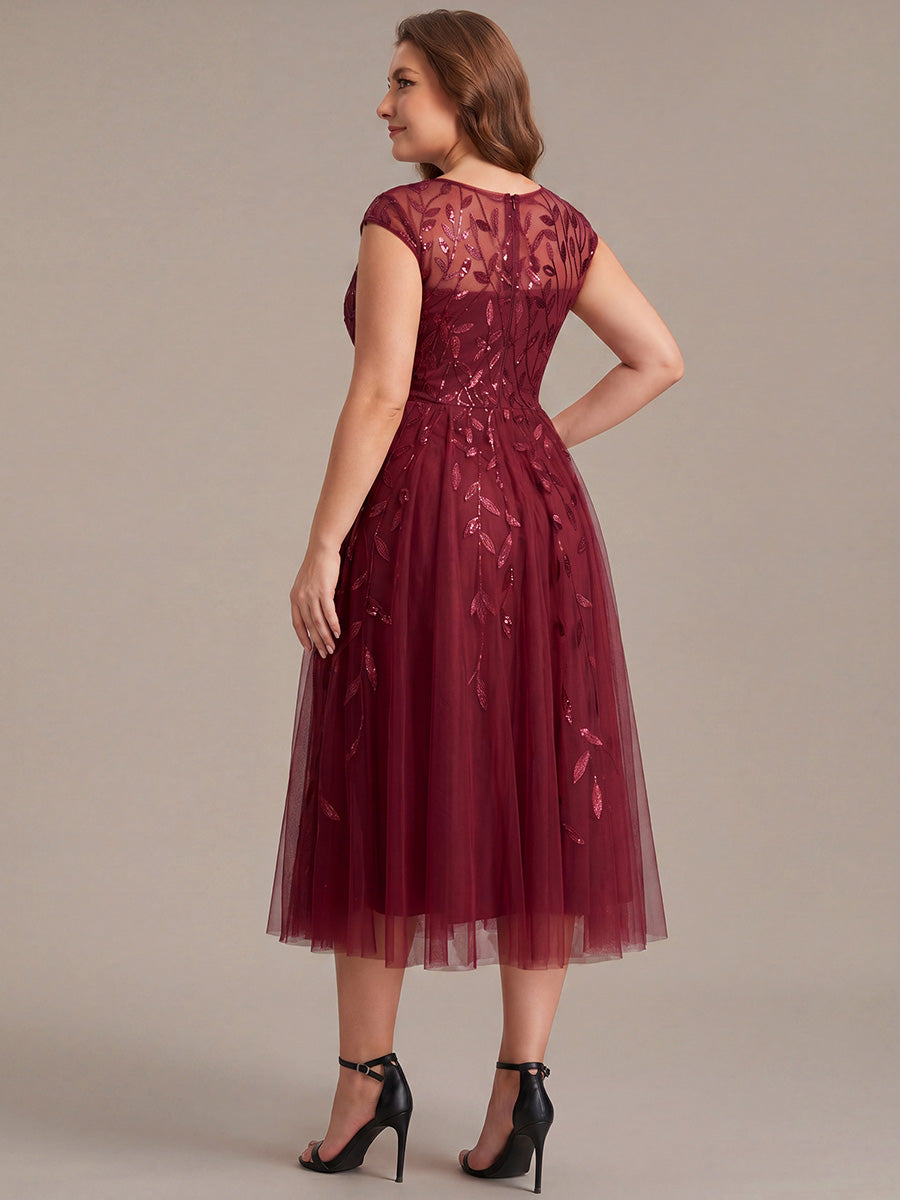 Plus Size Sequin See-through Wedding Guest Dress