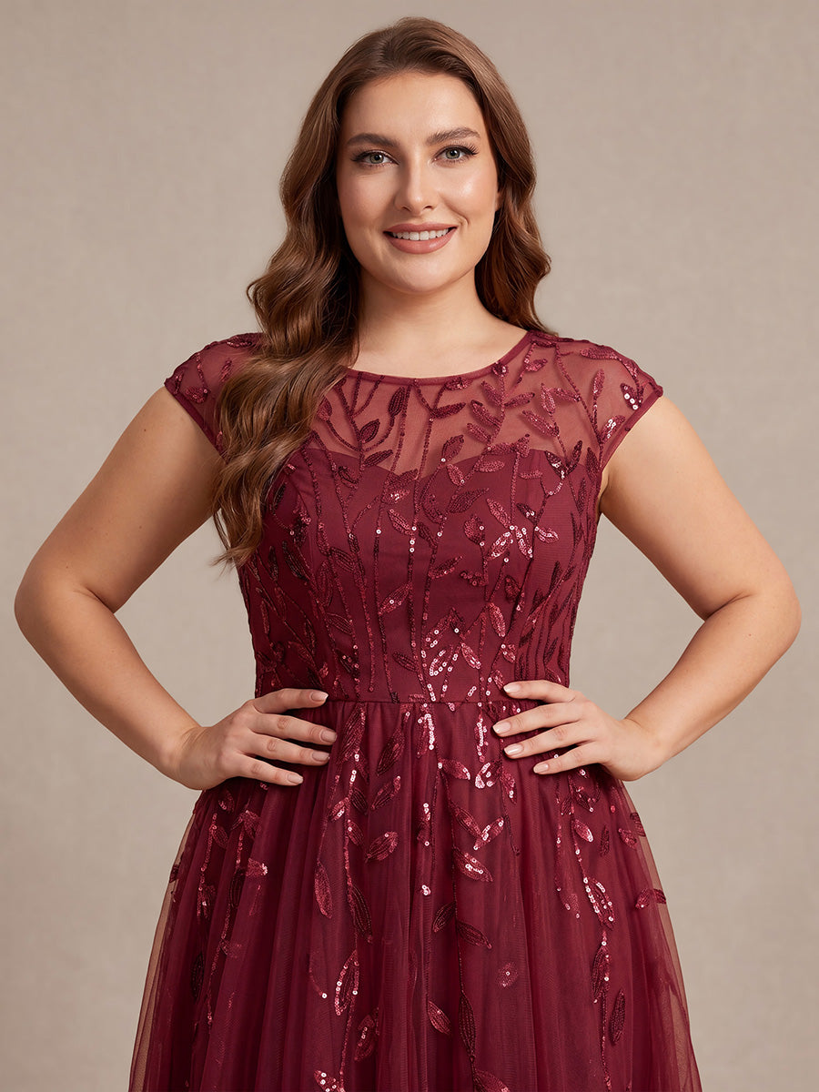 Plus Size Sequin See-through Wedding Guest Dress