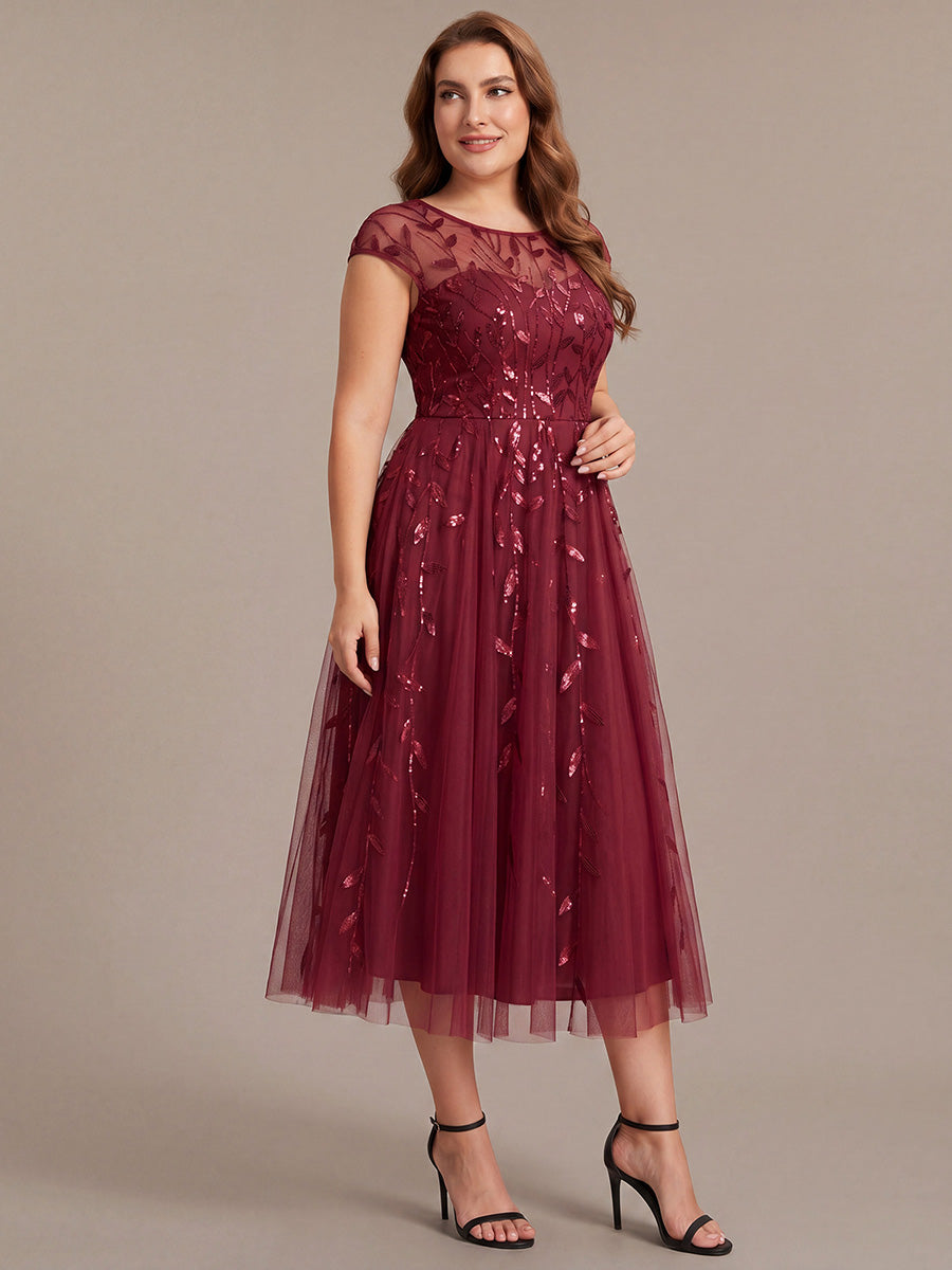 Plus Size Sequin See-through Wedding Guest Dress