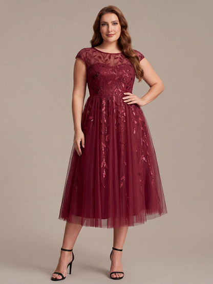 Plus Size Sequin See-through Wedding Guest Dress