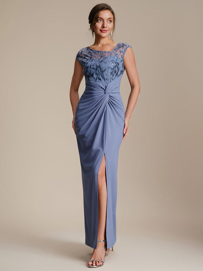 Crepe Knotted Cap Sleeve Wedding Guest Dress