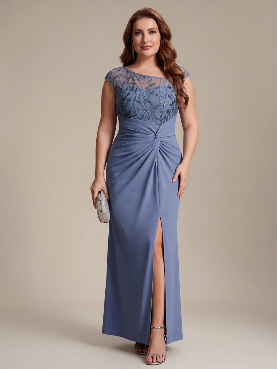 Crepe Knotted Cap Sleeve Wedding Guest Dress