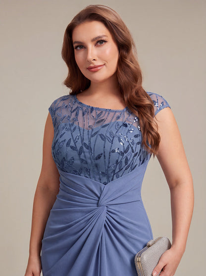 Crepe Knotted Cap Sleeve Wedding Guest Dress