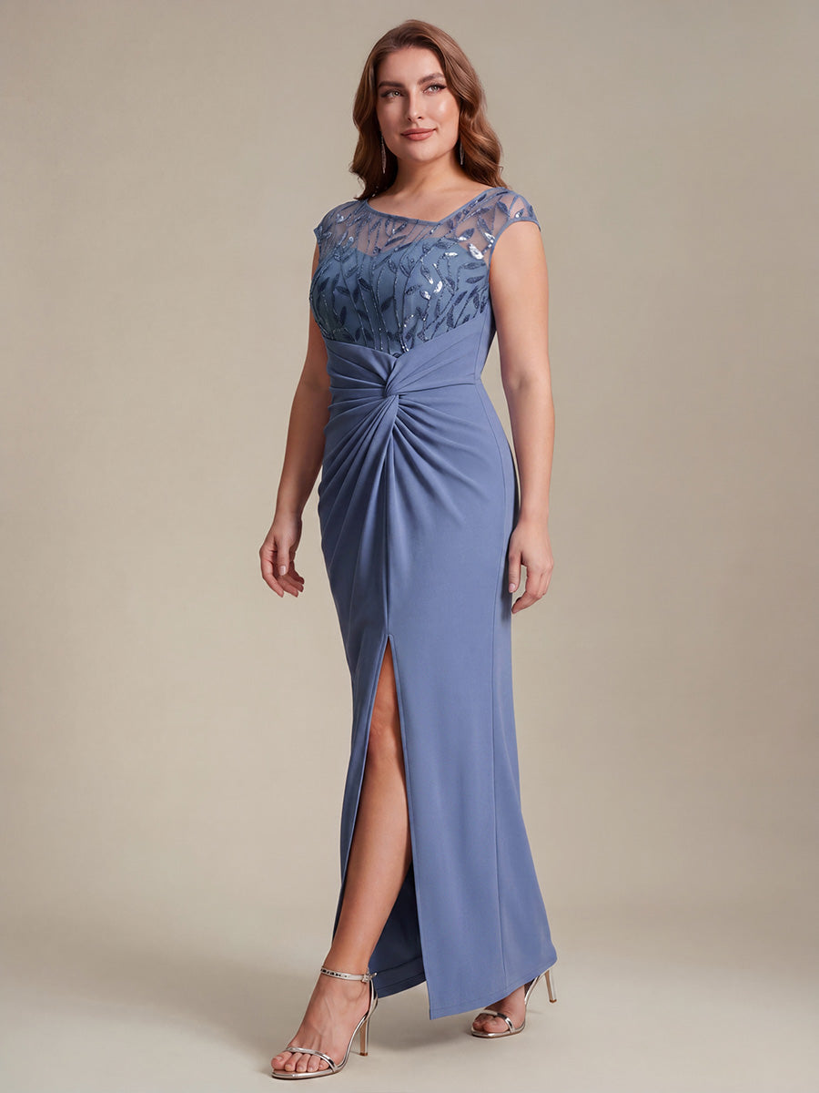 Crepe Knotted Cap Sleeve Wedding Guest Dress