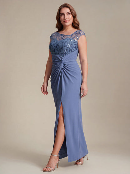 Crepe Knotted Cap Sleeve Wedding Guest Dress