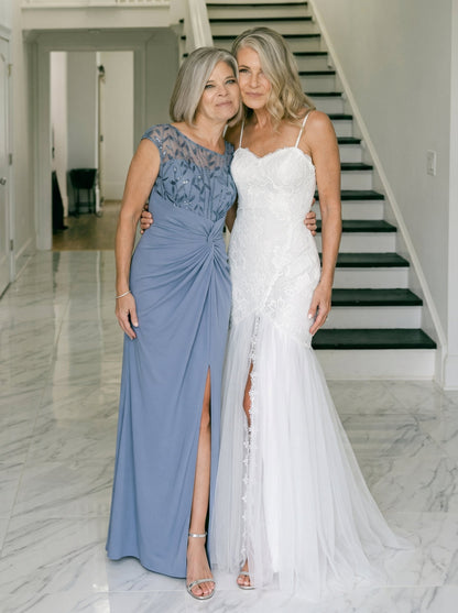 Crepe Knotted Cap Sleeve Wedding Guest Dress