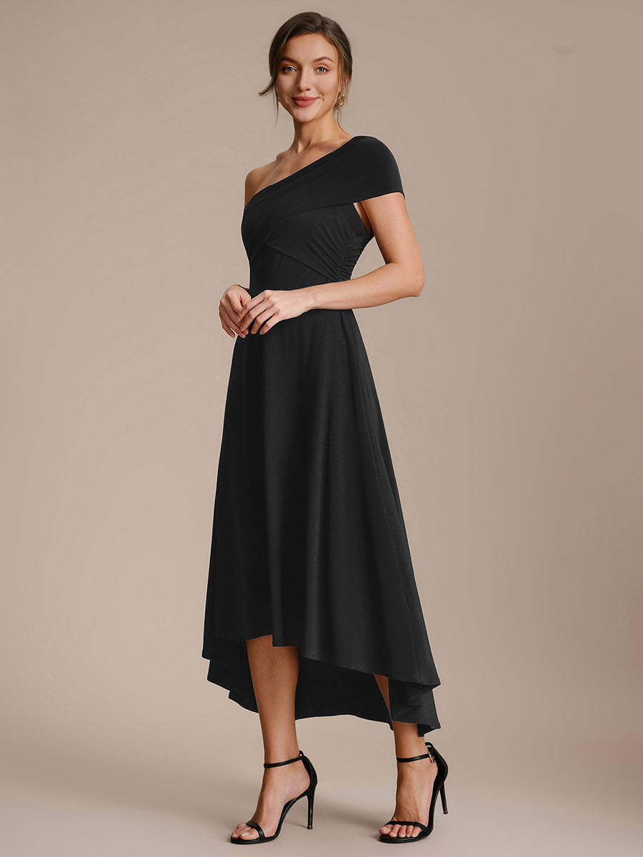 Knit Off-the-shoulder Sleeve A-Line Wedding Guest Dress